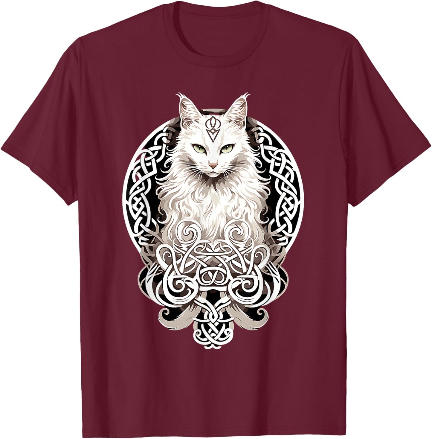Celtic Cat Knots Wiccan Wicca Animal Pagan Witch Norse Men Women T-Shirt - T-Shirt | Maroon