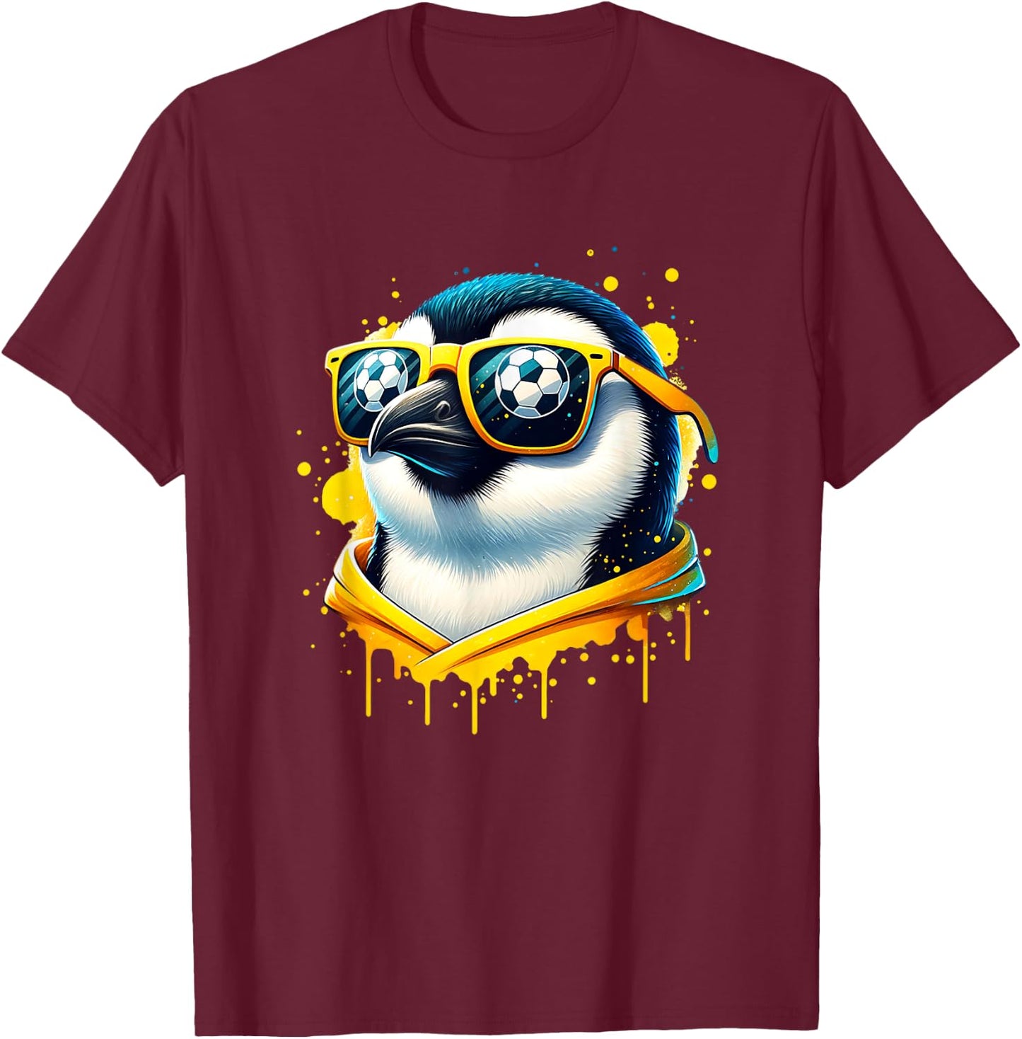 Cool Penguin Soccer Player Fan Champion T-Shirt - T-Shirt | Maroon
