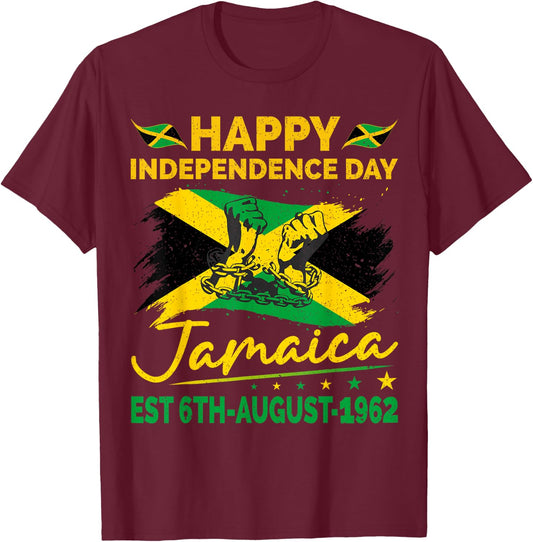 Happy Independence Day Jamaica 1962 Jamaican Men Women T-Shirt - T-Shirt | Maroon