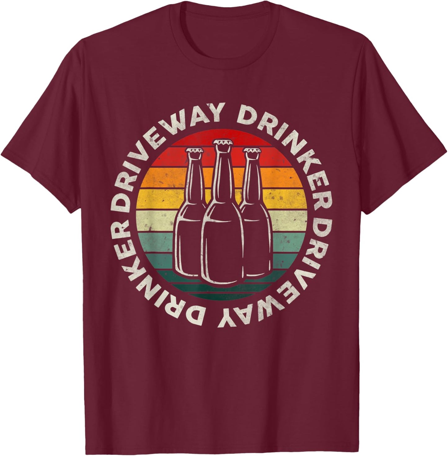 Vintage Retro Driveway Drinker Beer Drinking Funny Party Gif T-Shirt - T-Shirt | Maroon