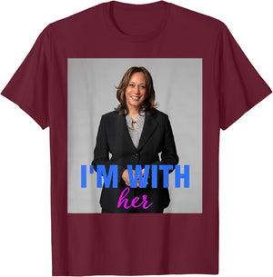 I'm With Her Kamala Harris T-Shirt - T-Shirt | Maroon