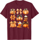 Retro Thanksgiving Pumpkin Coquette Bow Pumpkin Spice Plaid T-Shirt - T-Shirt | Maroon