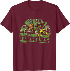 Mademark x Teenage Mutant Ninja Turtles - Teenage Mutant Ninja Turtles - Original TMNT New Series Team T-Shirt - T-Shirt | Maroon