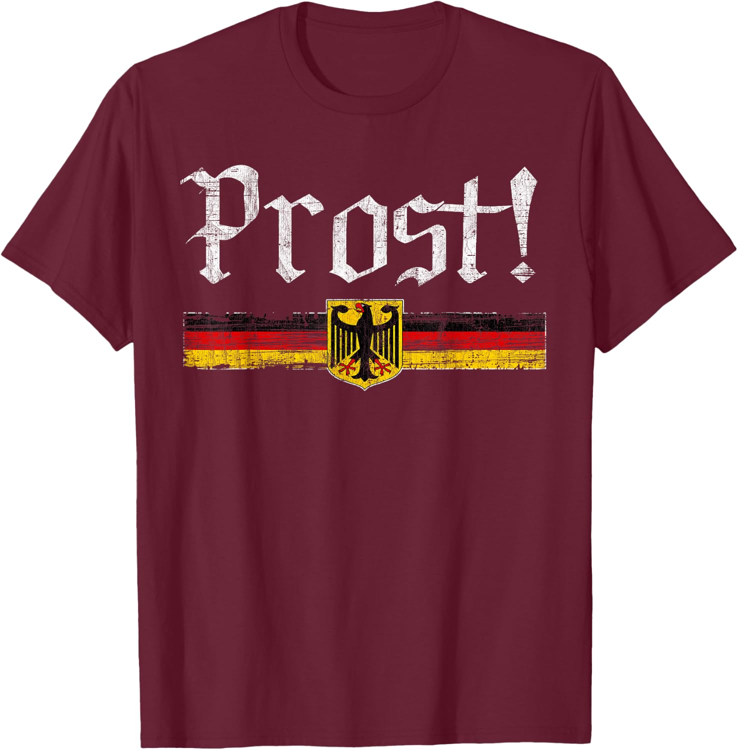Oktoberfest Drinking Men Women Vintage German Flag Prost T-Shirt - T-Shirt | Maroon