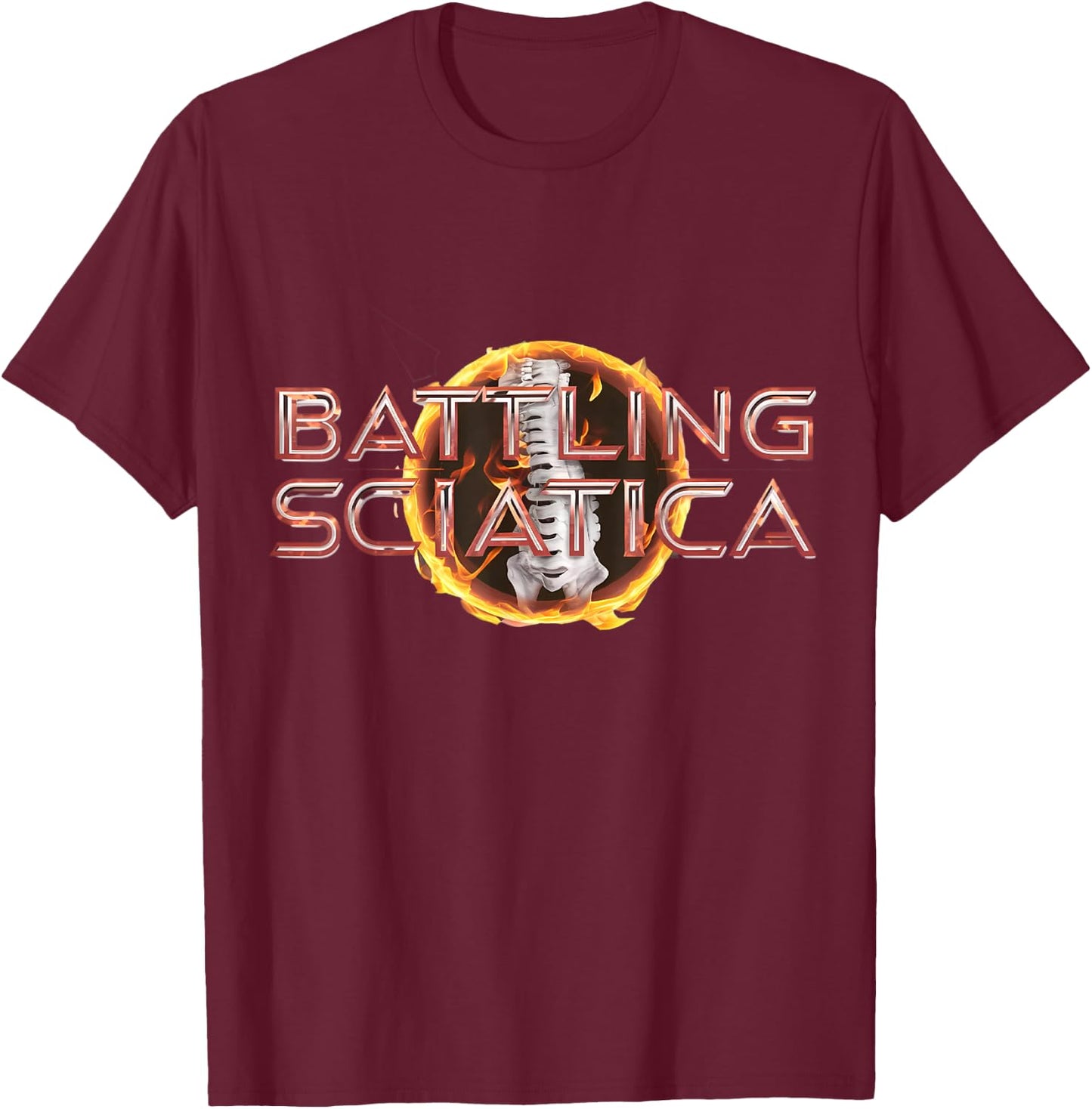 Sciatica Skeleton Backbone Nerve Humor T-Shirt - T-Shirt | Maroon
