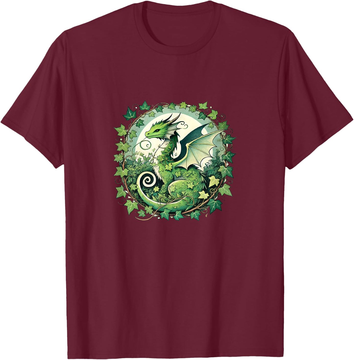 Green Ivy Dragon Nature lovers english ivy dragons T-Shirt - T-Shirt | Maroon