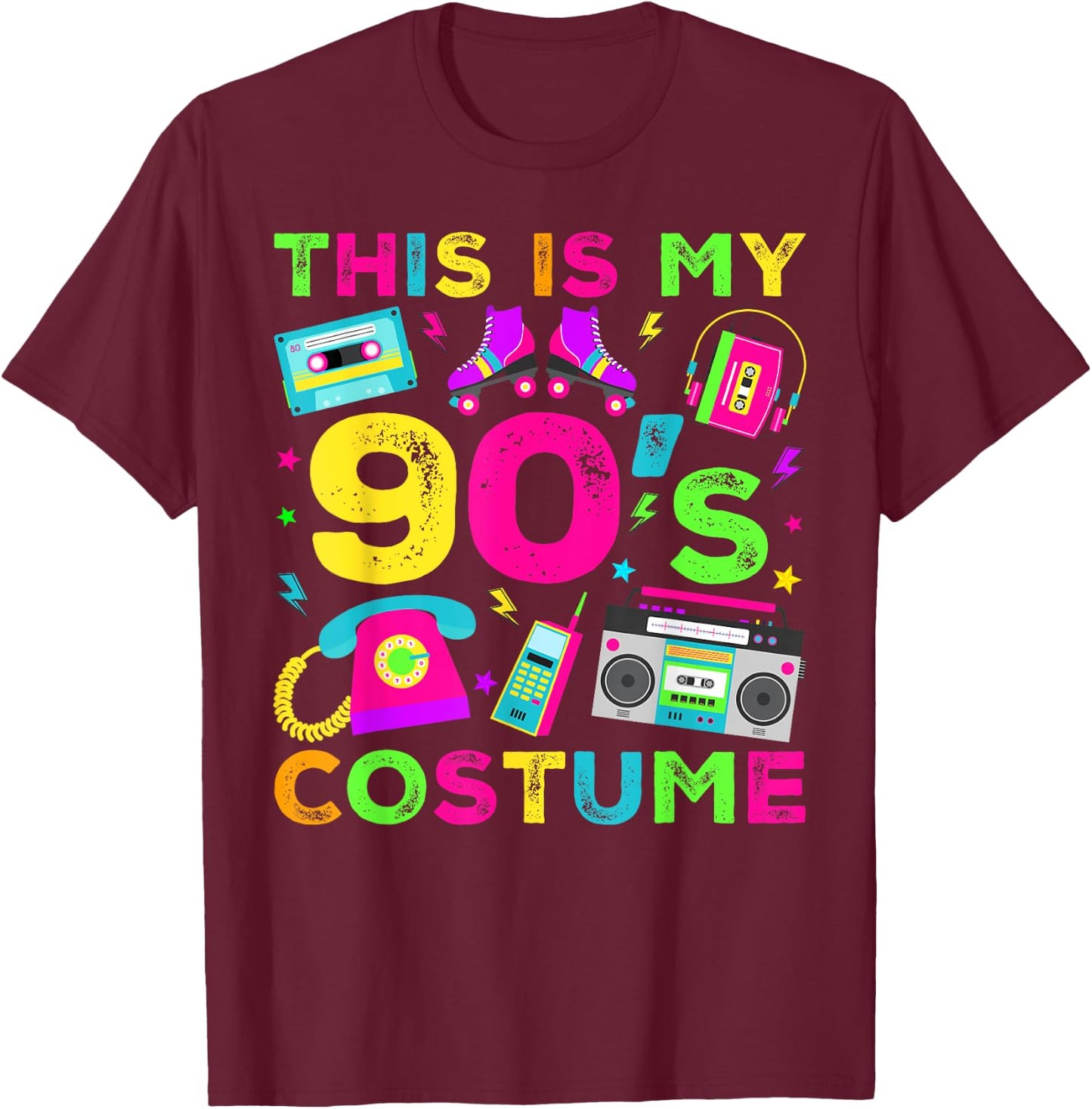 This Is My 90s Costume 90's style Nineties Retro Party T-Shirt - T-Shirt | Maroon