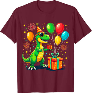 T-Rex Birthday Party Dinosaur T-Shirt - T-Shirt | Maroon