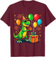 T-Rex Birthday Party Dinosaur T-Shirt - T-Shirt | Maroon