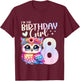 8th Birthday Owl 8 Years Eight Finally 8 Birthday Girl T-Shirt - T-Shirt | Maroon