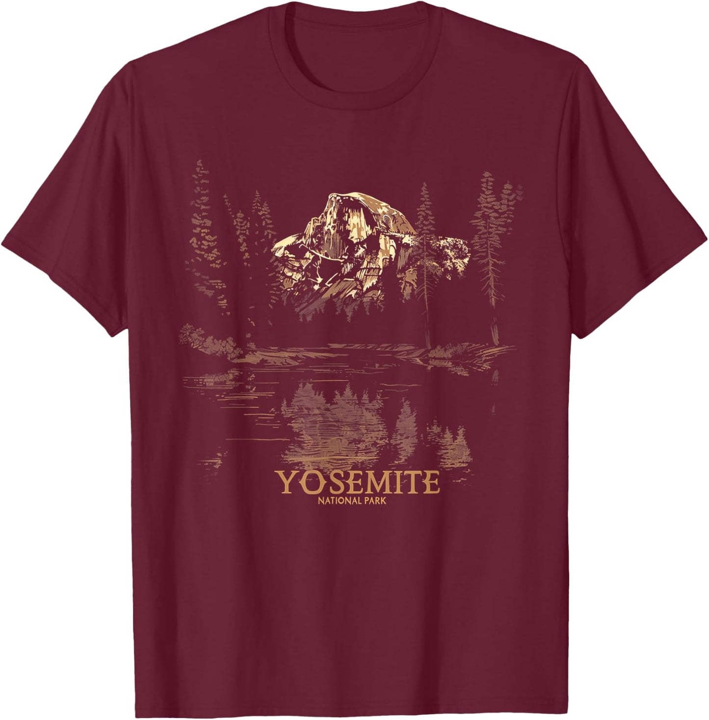 Yosemite - US National Park Vintage Men Women Kids Retro T-Shirt - T-Shirt | Maroon