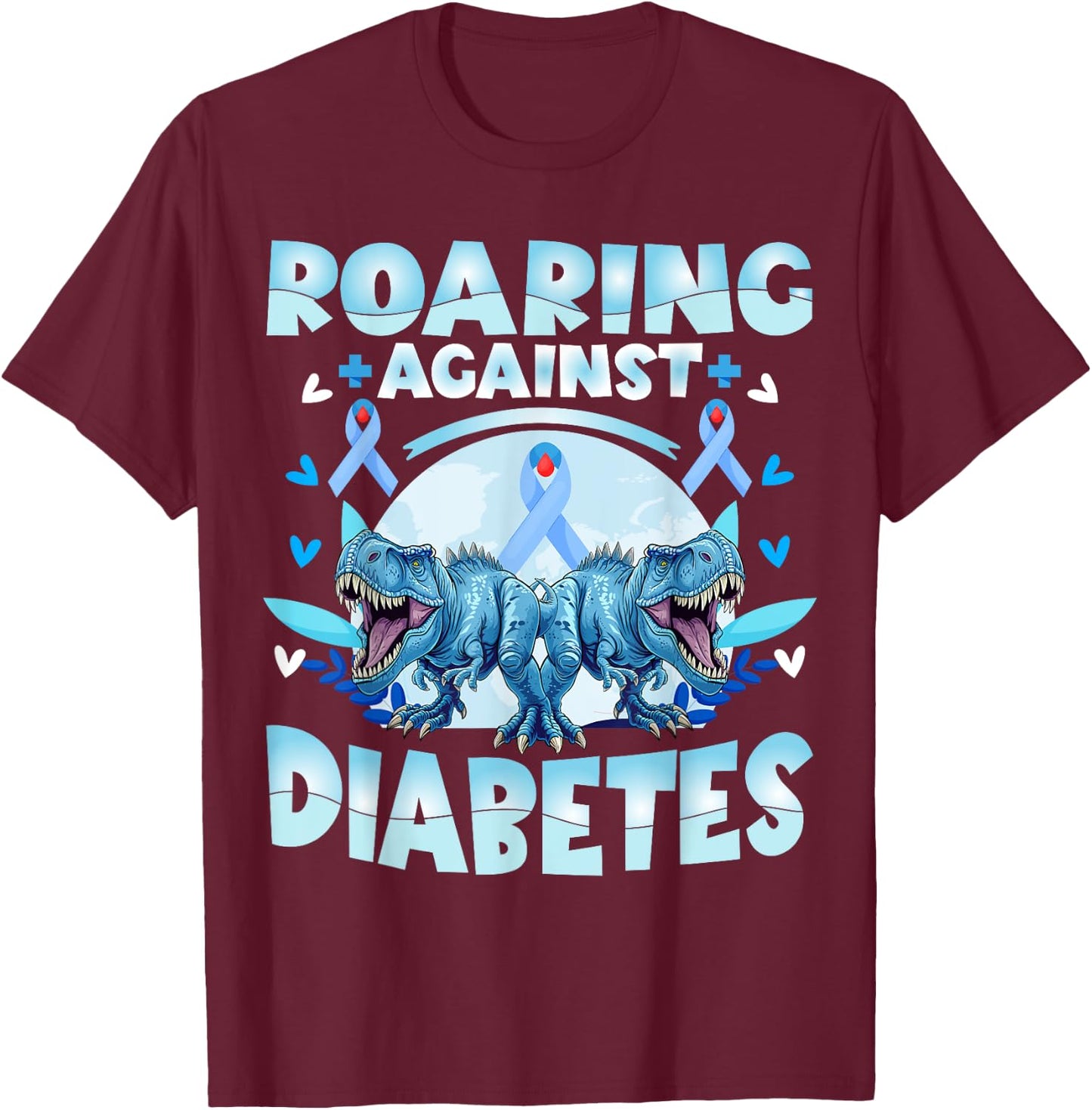 T1d Diabetes Awareness Kids T-Rex T-Shirt - T-Shirt | Maroon