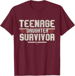 Teenage Daughter Survivor Vintage Dad Mom Father's Day Gift T-Shirt - T-Shirt | Maroon