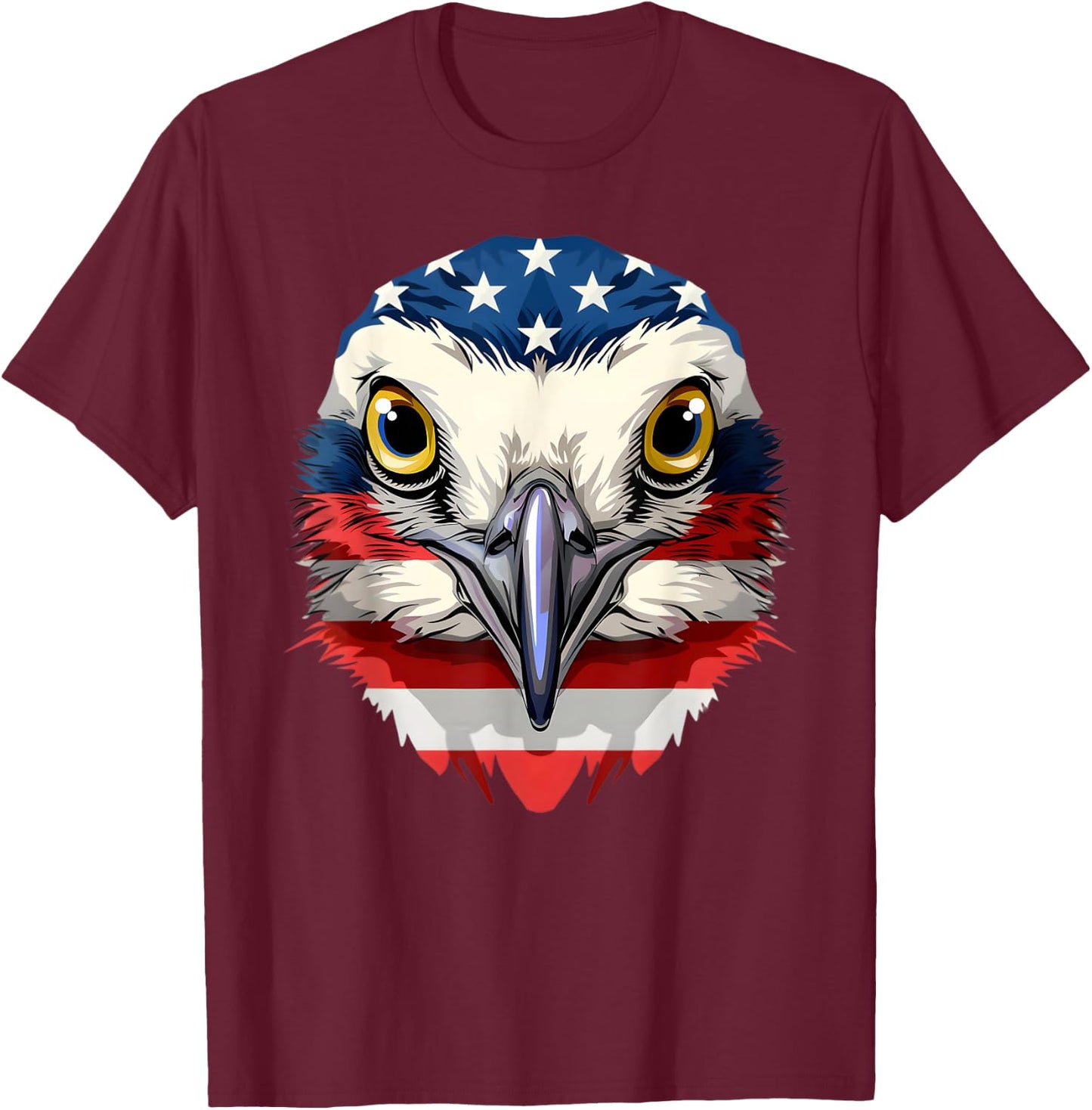 American Flag Killdeer Face Patriotic Bird Face 4th Of July T-Shirt - T-Shirt | Maroon