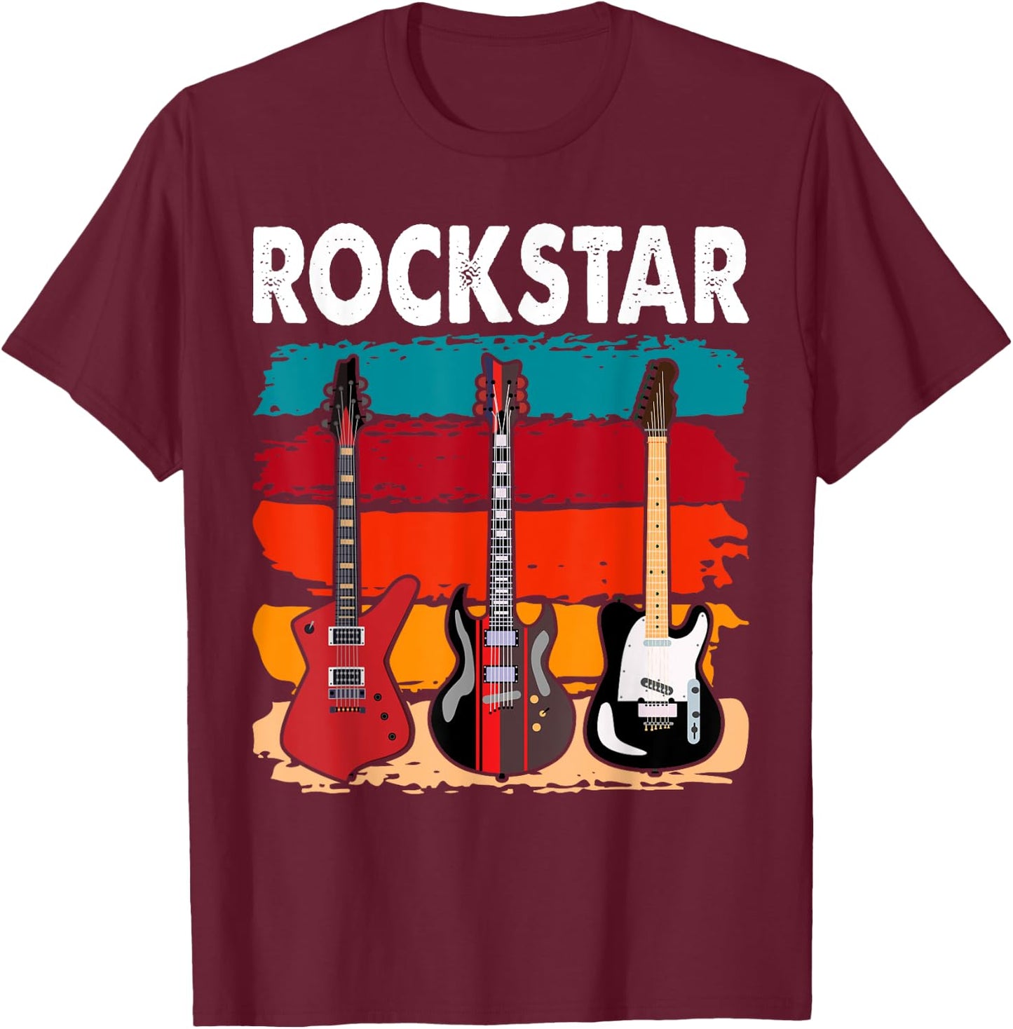 Rockstar Kids Vintage Guitar T-Shirt - T-Shirt | Maroon
