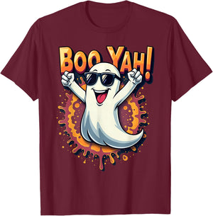 Funny Cool Boo Yah Booyah Rocking Ghost Spooky Boo Halloween T-Shirt - T-Shirt | Maroon