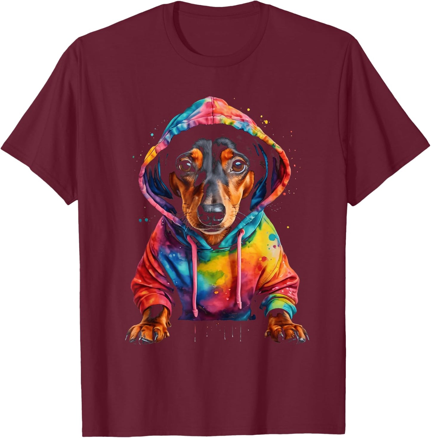 Dachshund Weenie Wiener Weiner Dog Funny Art Graphic Men Women Kids T-Shirt - T-Shirt | Maroon