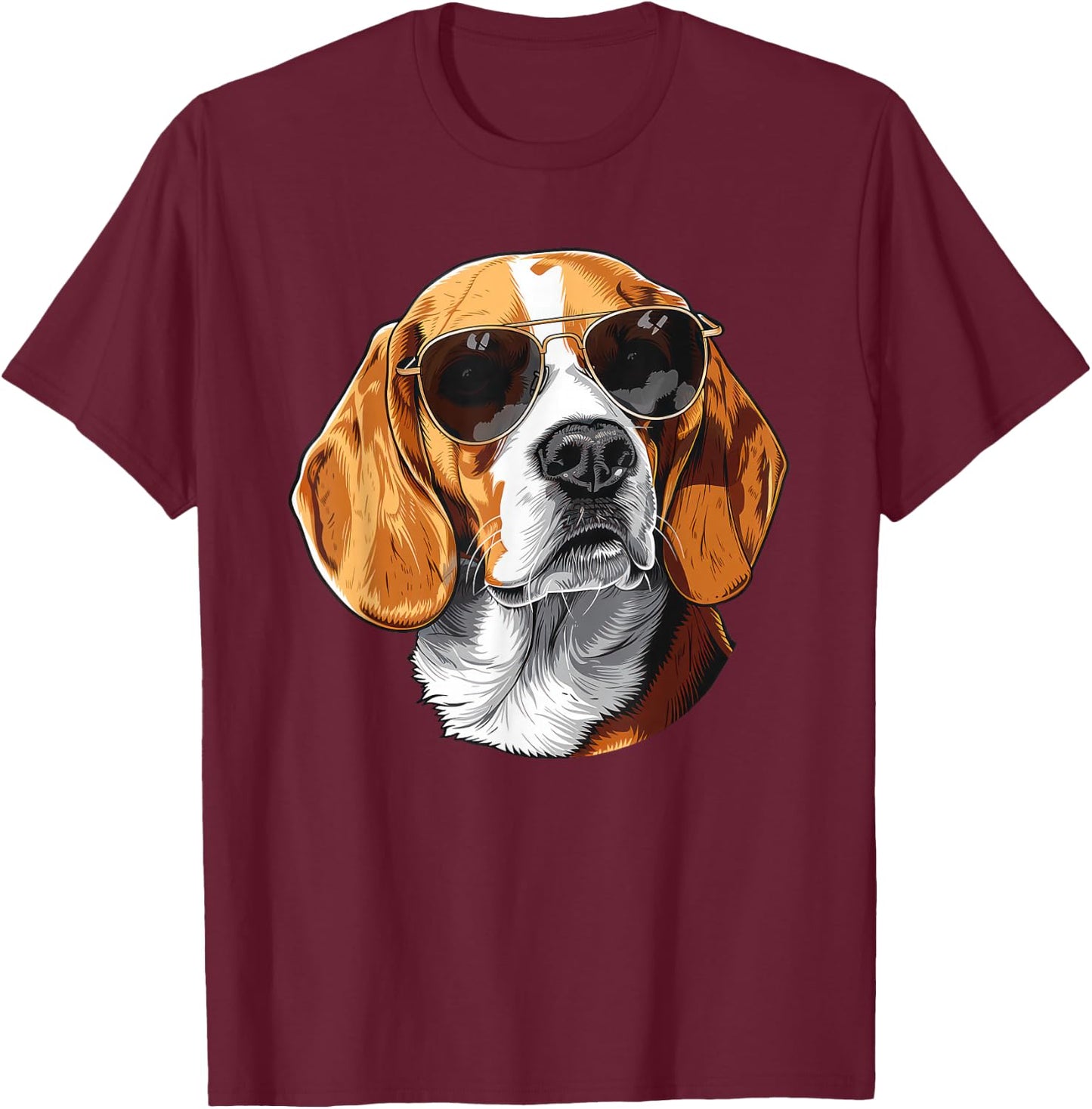 Beagle Dog Sunglasses Men Women Girls Kids T-Shirt - T-Shirt | Maroon