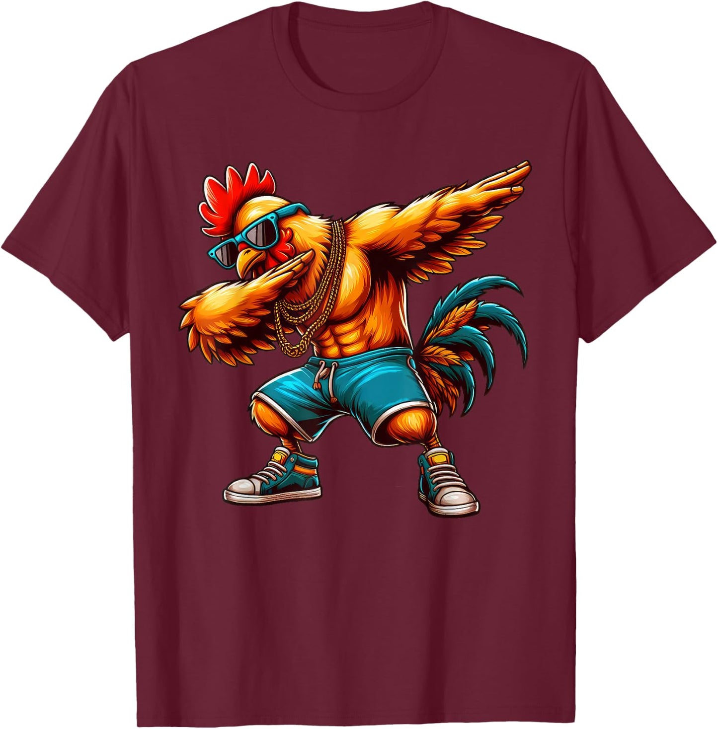 Dabbing Rooster Funny Rooster Dab Dance Boys Girls Kids T-Shirt - T-Shirt | Maroon