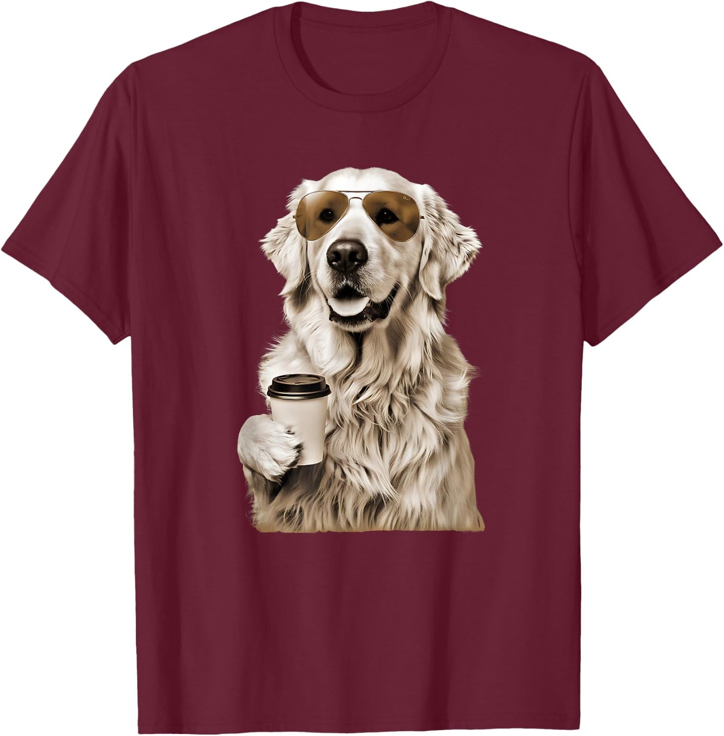 English Cream Golden Retriever Coffee Dog Mom Dad Men Women T-Shirt - T-Shirt | Maroon