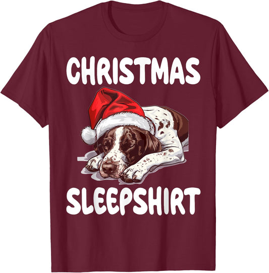 Cute German Shorthaired Pointer Dog Official Christmas T-Shirt - T-Shirt | Maroon