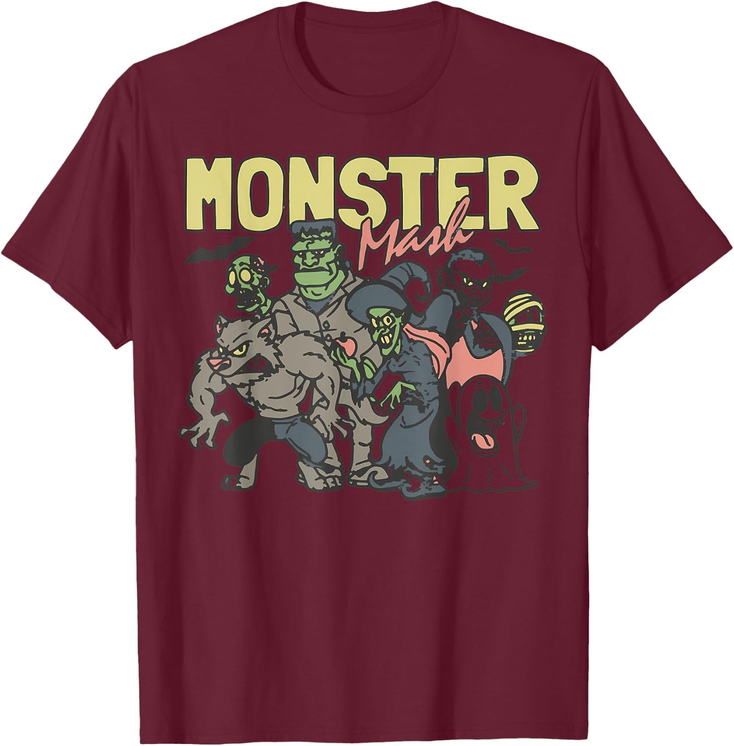 Monster Mash Vintage Ghost Halloween T-Shirt - T-Shirt | Maroon