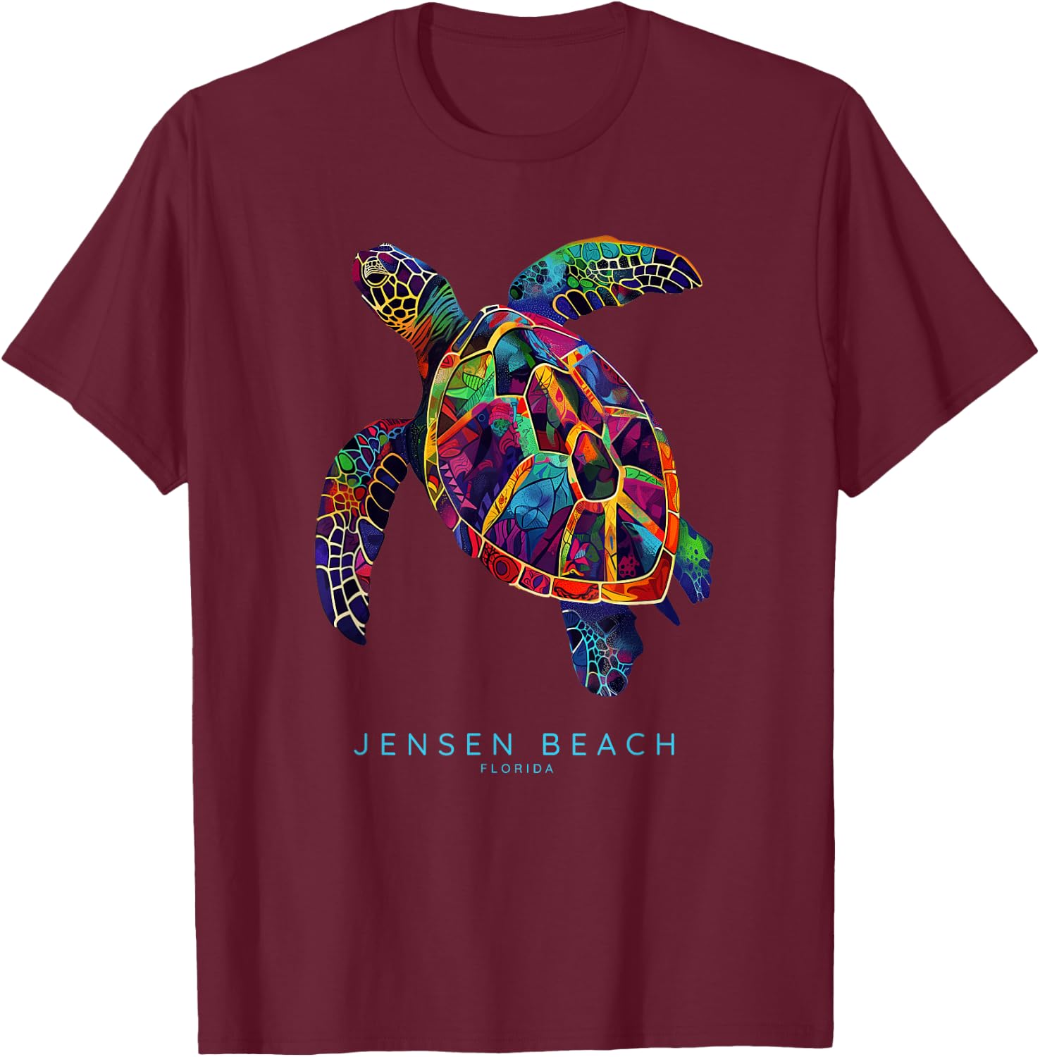 Jensen Beach FL Souvenir Florida Vintage Design Sea Turtle T-Shirt - T-Shirt | Maroon