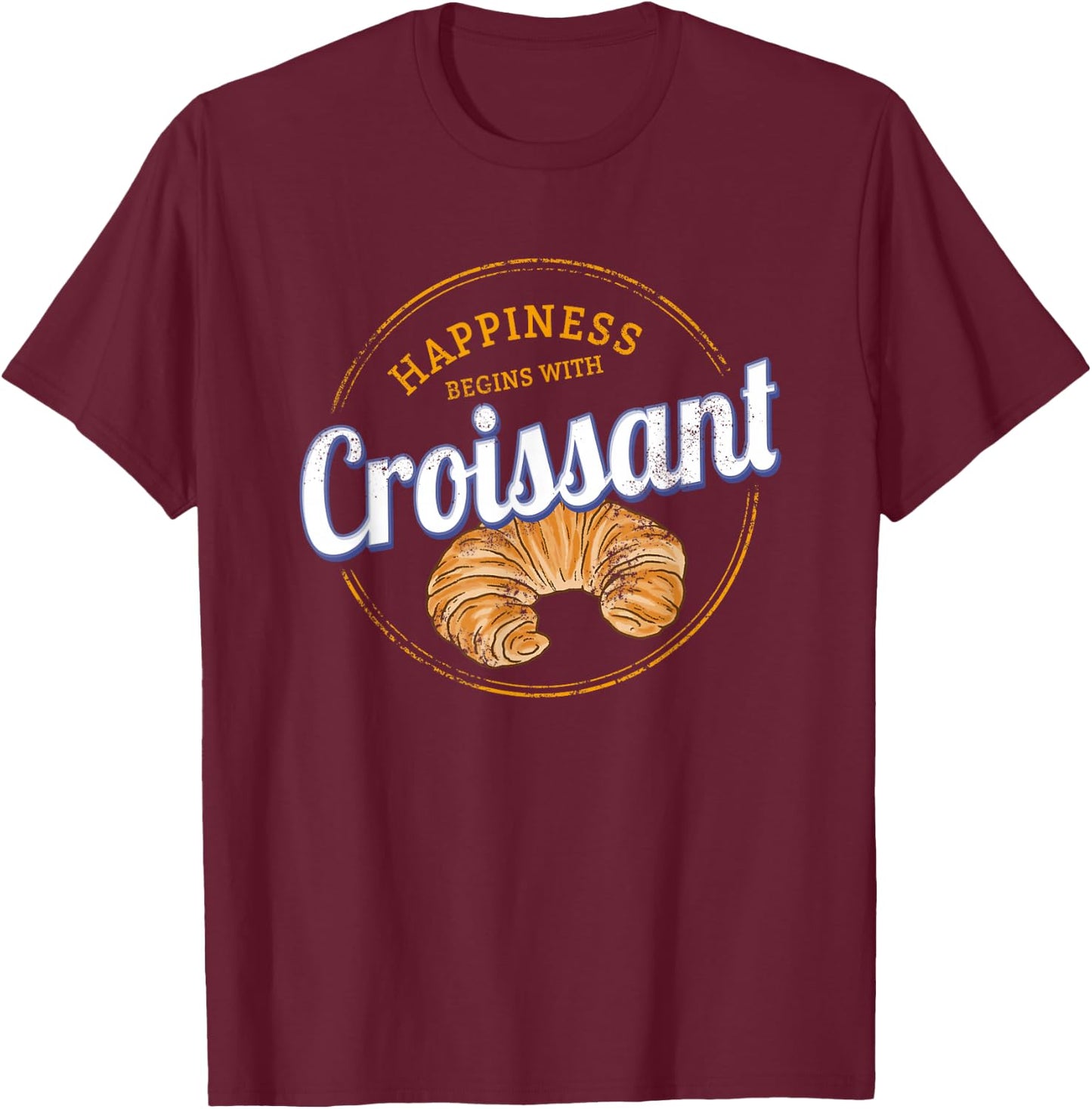 Croissant Snack Vintage France Retro Breakfast Souvenir T-Shirt - T-Shirt | Maroon