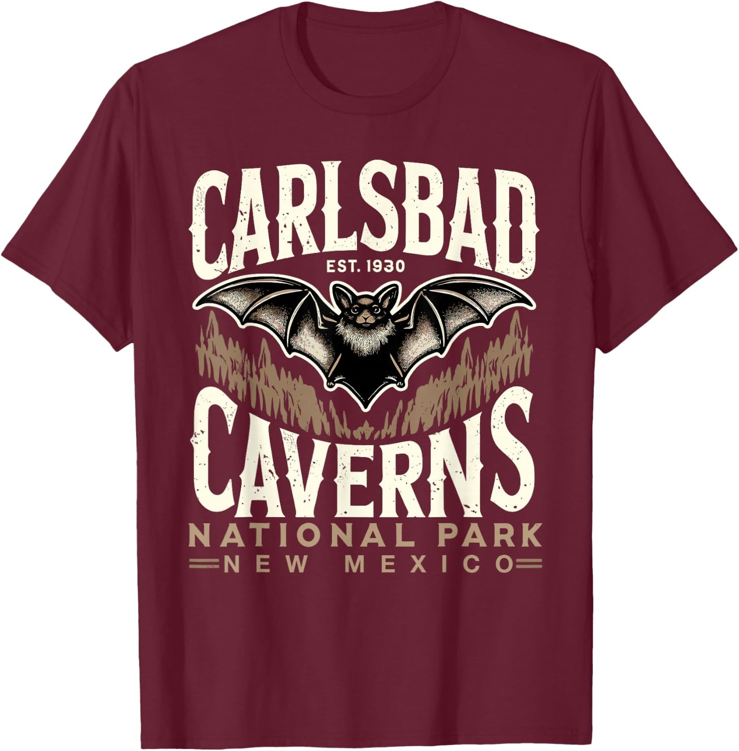 Carlsbad Caverns National Park Bat Carlsbad Souvenir T-Shirt - T-Shirt | Maroon