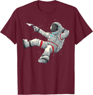 Astronaut Design Boys Kids Galaxy Outer Space Themed T-Shirt - T-Shirt | Maroon