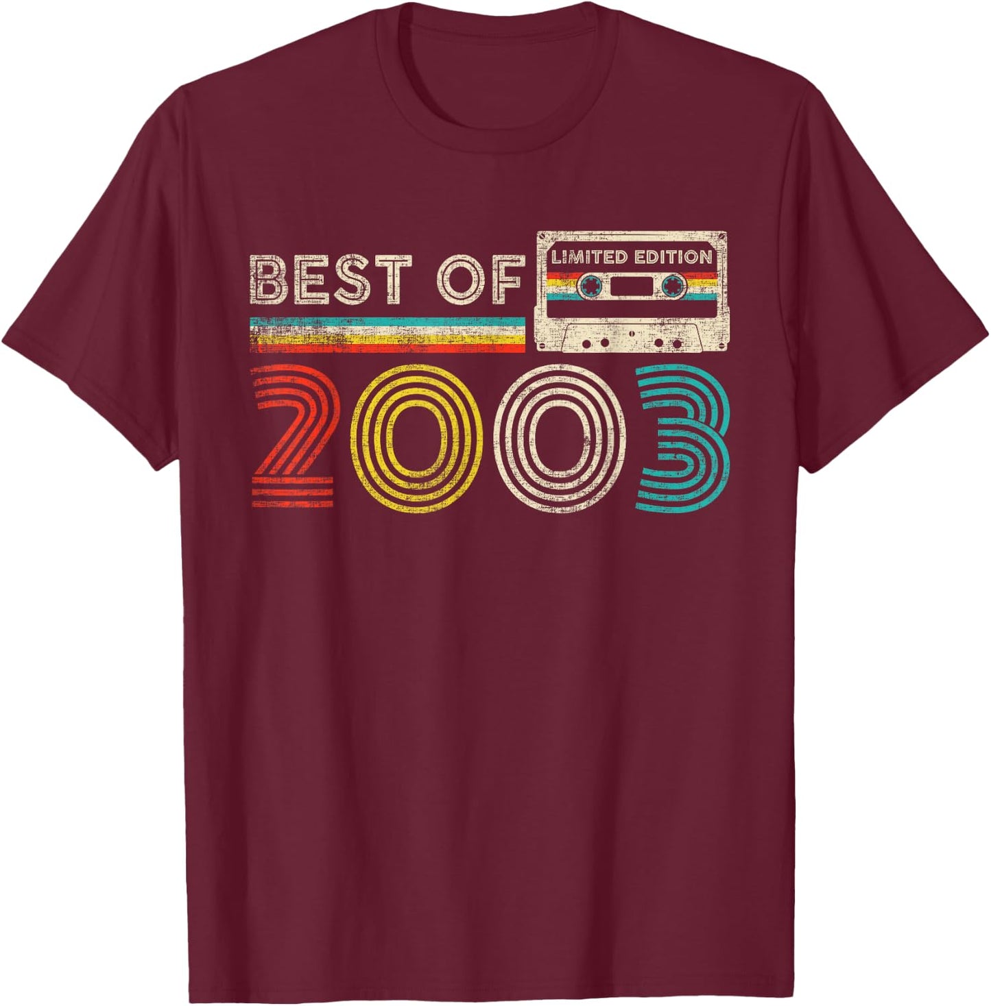 Best of 2003 22nd Birthday 22 Years Old Men Women Vintage T-Shirt - T-Shirt | Maroon