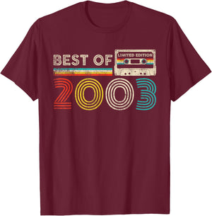 Best of 2003 22nd Birthday 22 Years Old Men Women Vintage T-Shirt - T-Shirt | Maroon