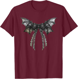 Coquette Bow Bat Vampire Spooky Season Halloween Costumes T-Shirt - T-Shirt | Maroon