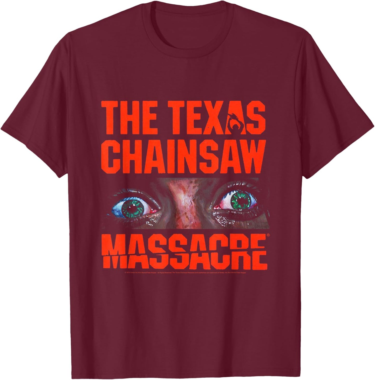 Texas Chainsaw Massacre Sally's Eyes and Jumbo Logo T-Shirt - T-Shirt | Maroon