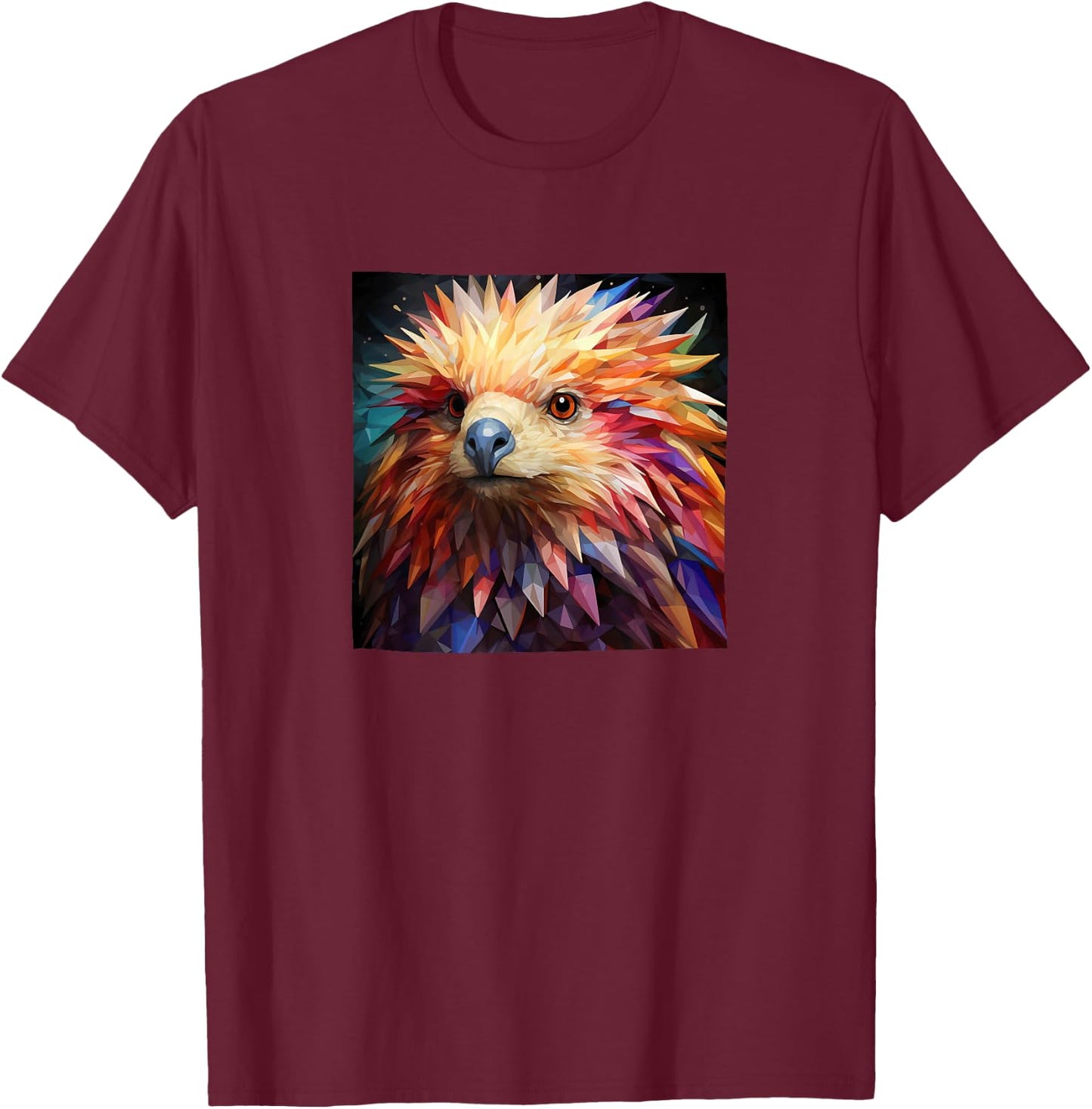 Porcupine Colorful Graphic T-Shirt - T-Shirt | Maroon