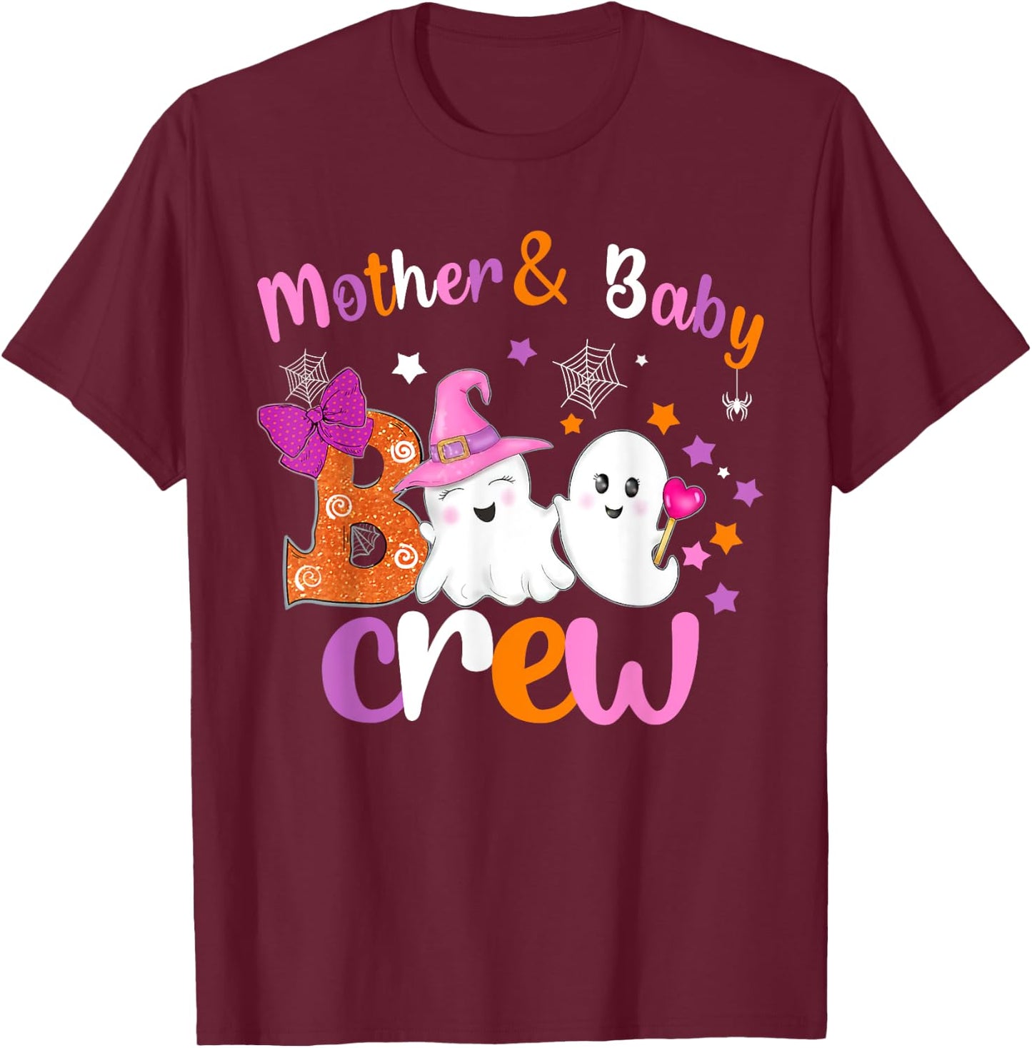 Mother & baby Boo Crew Halloween matching shirts Halloween T-Shirt - T-Shirt | Maroon