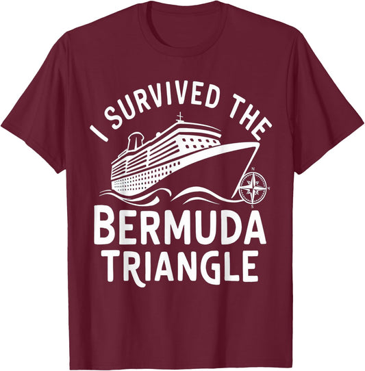 Matching Family and Group I Survived The Bermuda Triangle T-Shirt - T-Shirt | Maroon
