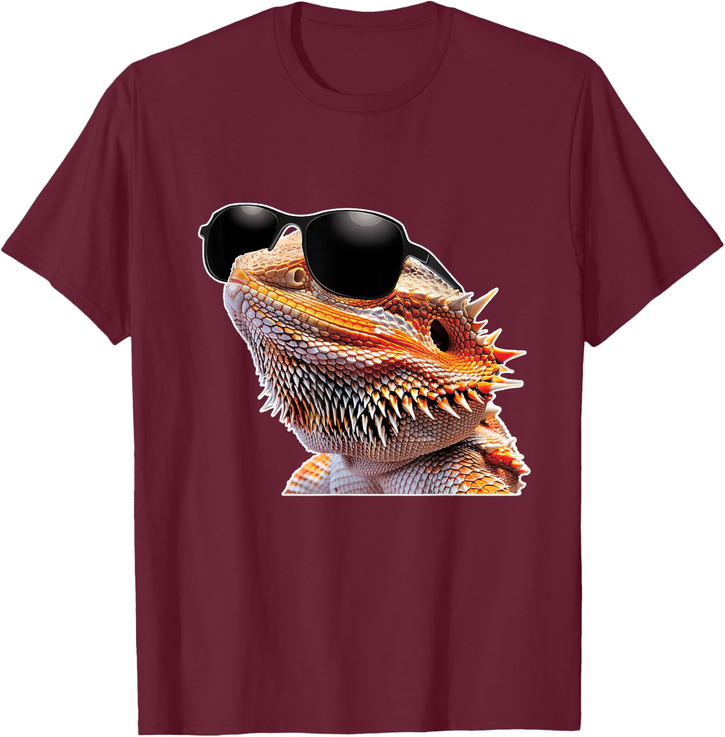 Bearded Dragon Sunglasses T-Shirt - T-Shirt | Maroon