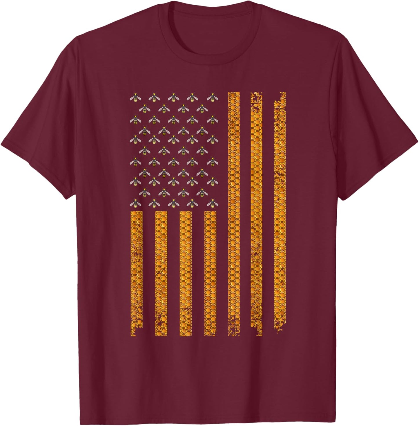 Cool Bee Keeper Art Women US Flag Honey Beekeeping T-Shirt - T-Shirt | Maroon