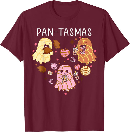 Pantasmas Ghost Funny Spooky Conchas Mexican Ghost Halloween T-Shirt - T-Shirt | Maroon