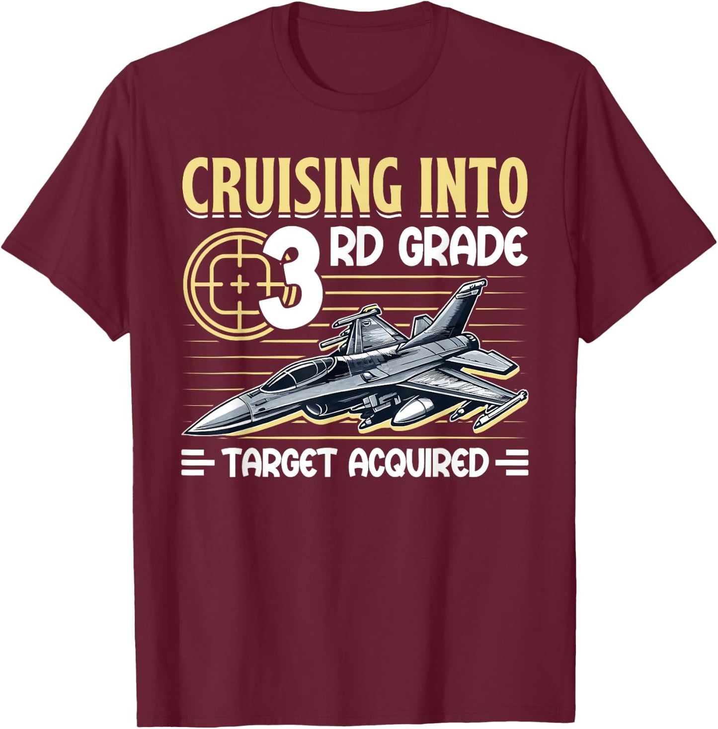 Cruising Into 3rd Grade Jet Fighter First Day Back To School T-Shirt - T-Shirt | Maroon