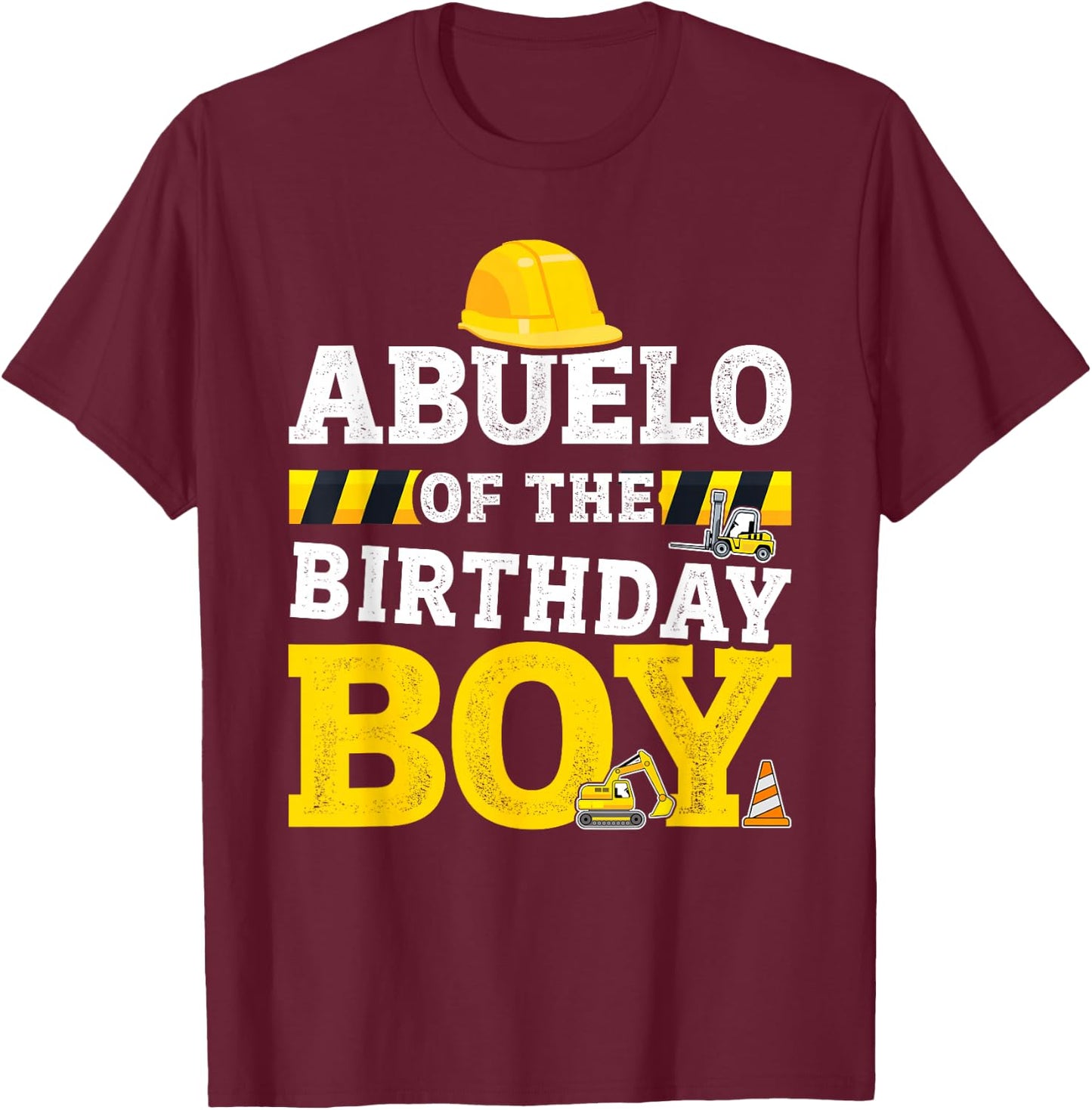 Abuelo of birthday boy matching family construction party T-Shirt - T-Shirt | Maroon