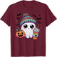 Cute Ghost Drinking Coffee Halloween Ghost Ice Coffee T-Shirt - T-Shirt | Maroon