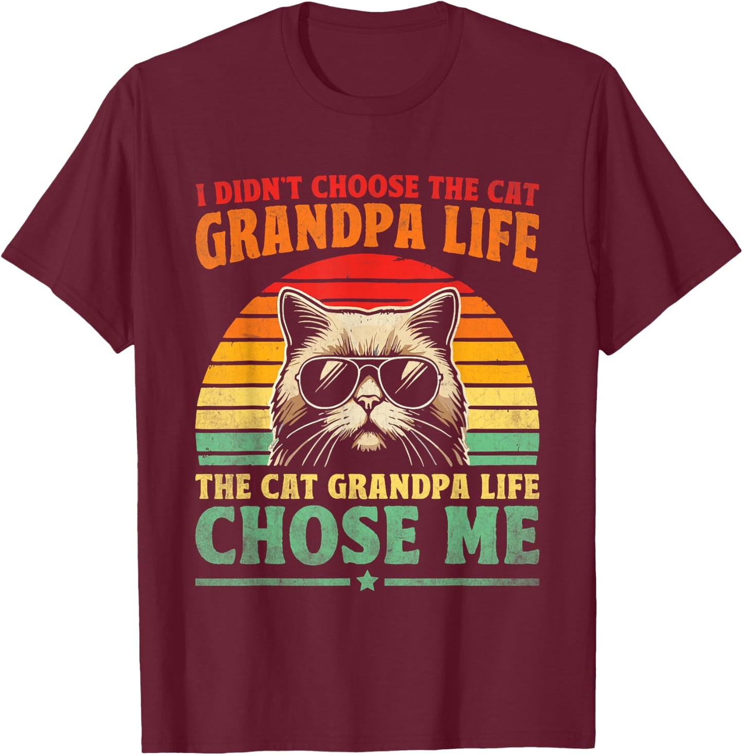 Cat Grandpa Life Cat Lover Grandpa Cat Grandfather T-Shirt - T-Shirt | Maroon