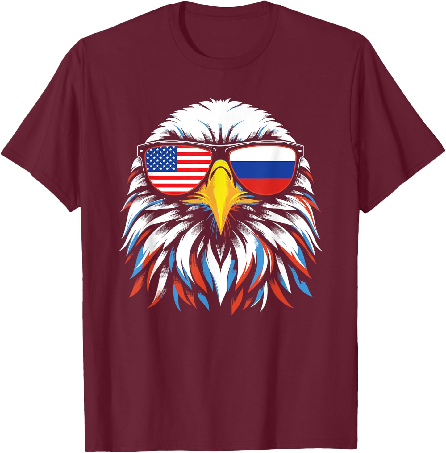 Russia USA Flag Half Russian American Patriotic Eagle Kids Men T-Shirt - T-Shirt | Maroon