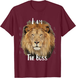 Cute Strong I Am The Boss Lion T-Shirt - T-Shirt | Maroon