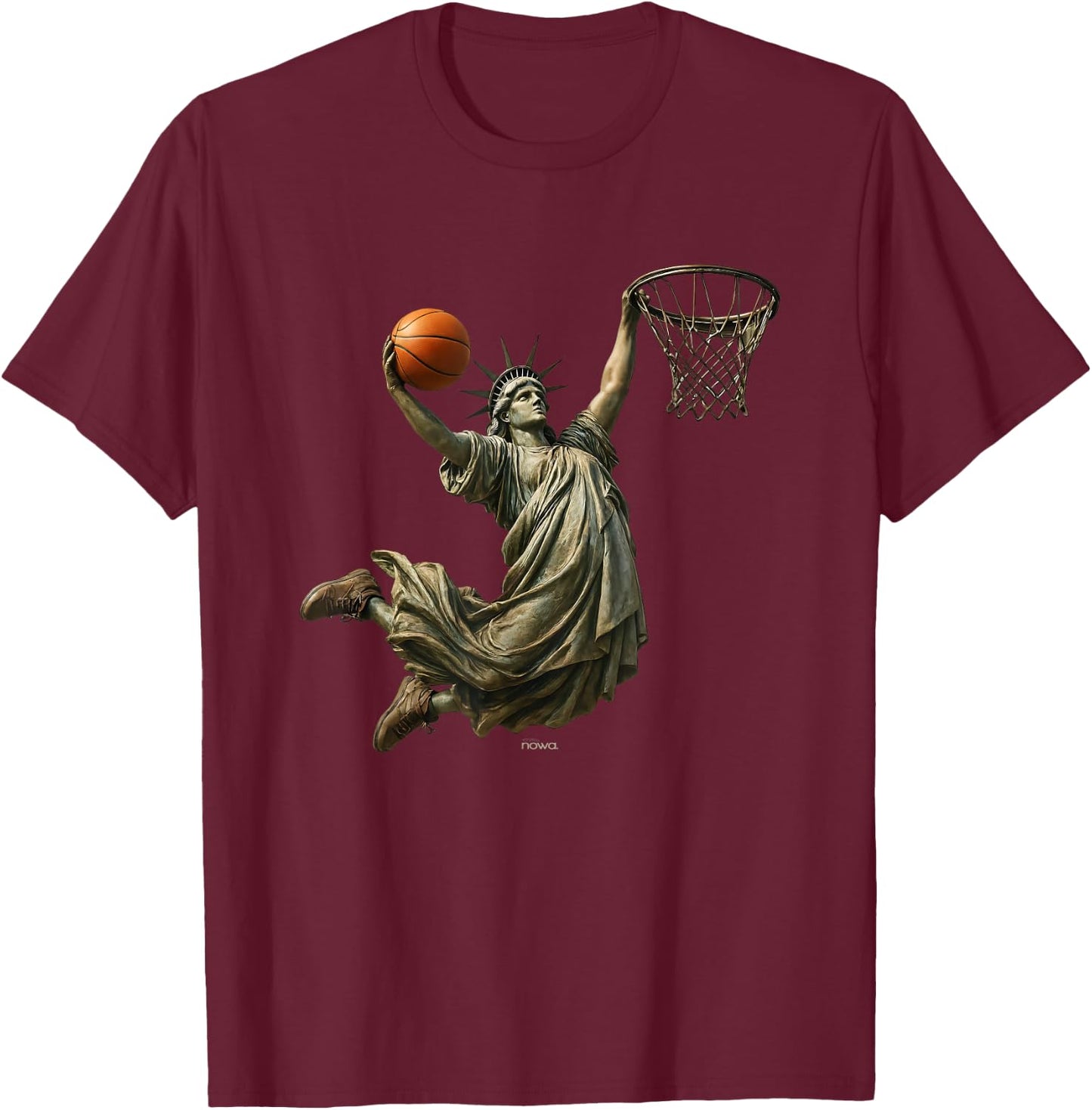 Lady Liberty Basketball - SLAM Dunk ONE Hand ON The Rim T-Shirt - T-Shirt | Maroon
