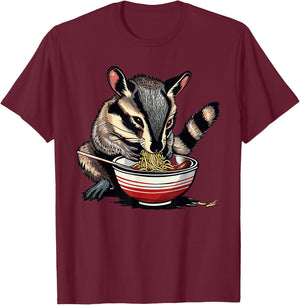 Numbat Eating Ramen T-Shirt - T-Shirt | Maroon