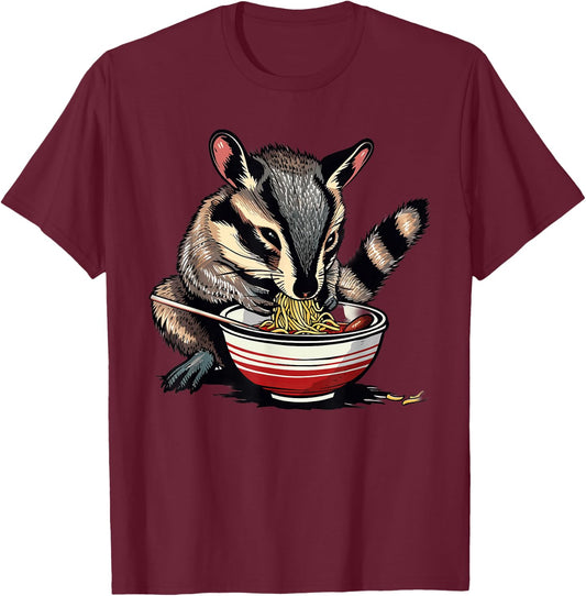 Numbat Eating Ramen T-Shirt - T-Shirt | Maroon