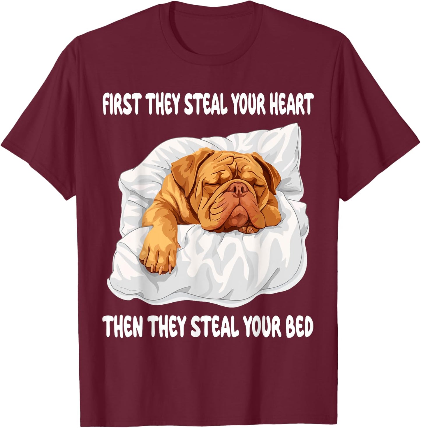 Dogue De Bordeaux Sleeping Pajamas Nightgown T-Shirt - T-Shirt | Maroon